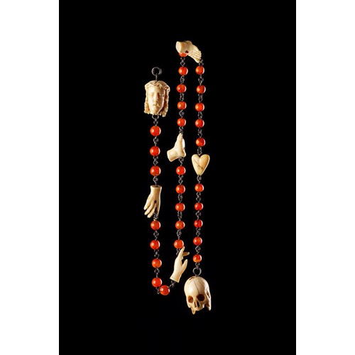 Italian Carnelian and Carved Ivory ‘Paternosteri’